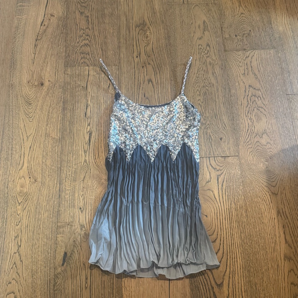 Grey and Silver Sequin Ombré Top
